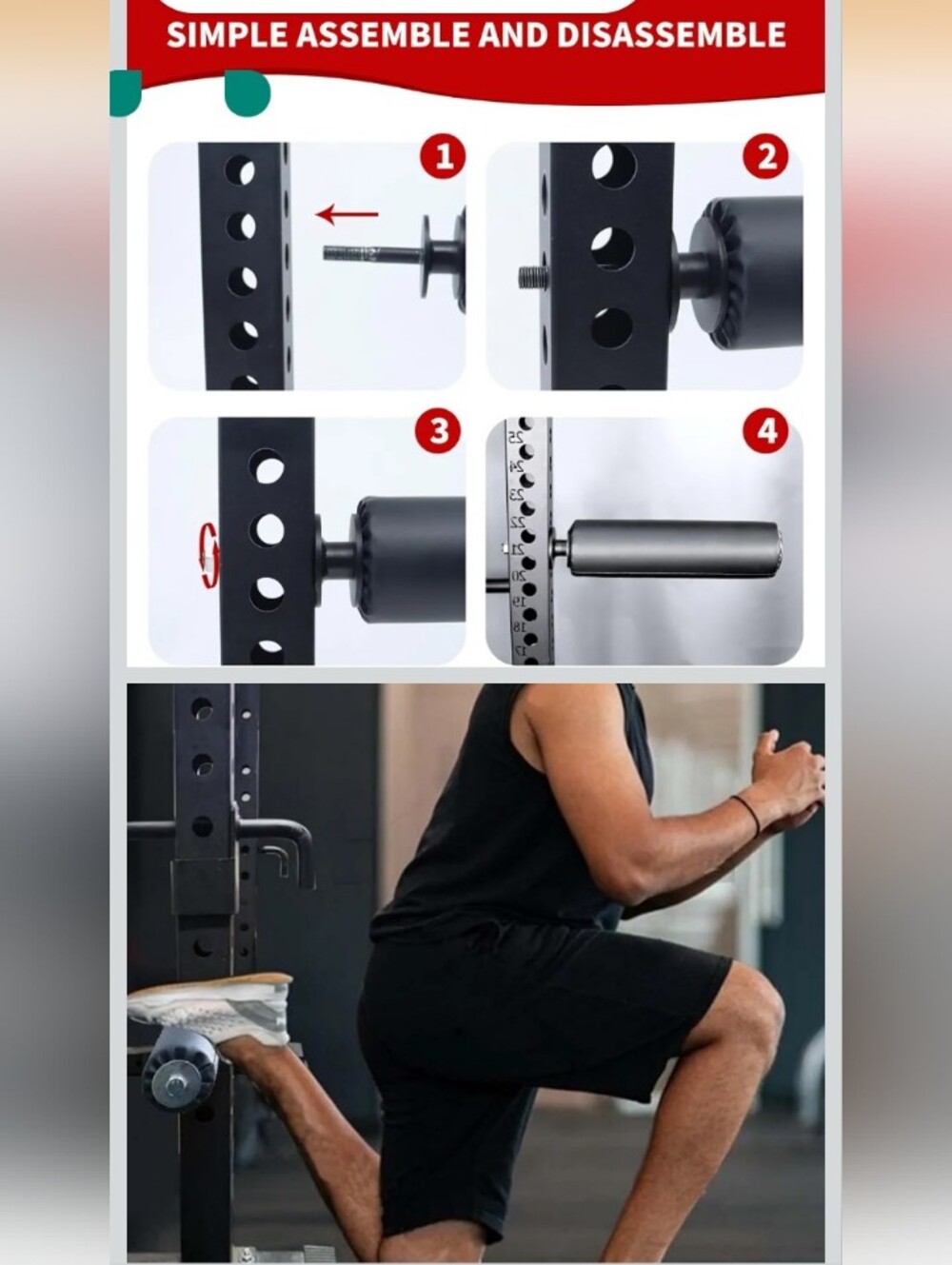 Single‎ Leg Squat Roller for Squat Rack Power Rack Attachments, Bulgarian Split